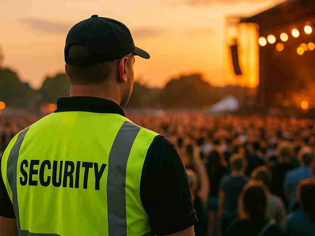Subunternehmer im Sicherheitsdienst auf einem Konzert in Berlin